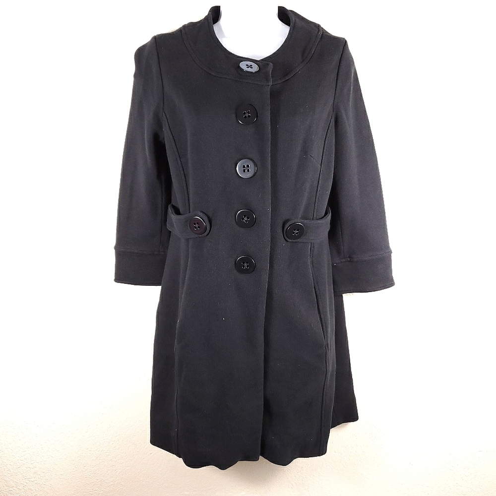Banana Republic Size Small 3/4 Sleeve Black Black Heavy Fall/Winter Cotton Coat